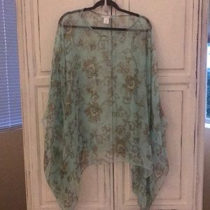 Sheer Poncho Top With Sleeves & Cold Shoulder